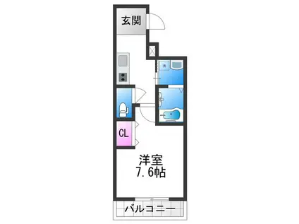 フジパレス遠里小野サウス(1K/1階)の間取り写真