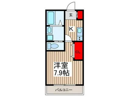 キャメル蒲生4(1K/2階)の間取り写真