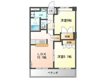 ディアコート(2LDK/2階)の間取り写真