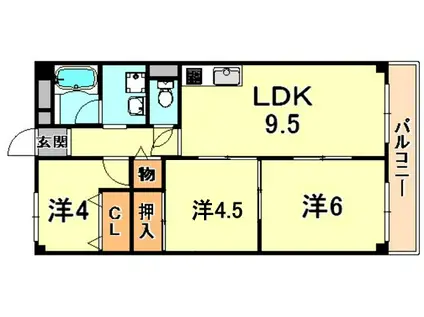 グリーンエクセル甲南(3LDK/1階)の間取り写真