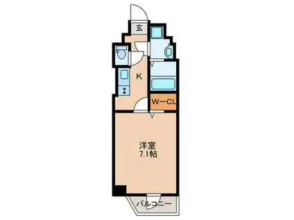 ドゥ バーグ 渡辺通(1K/8階)の間取り写真