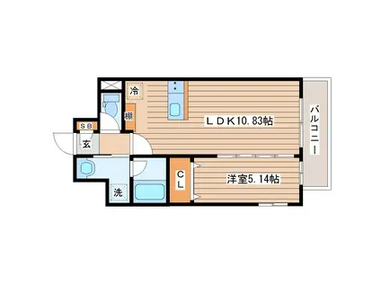 セントフィールド榴ヶ岡アネックス(1LDK/10階)の間取り写真