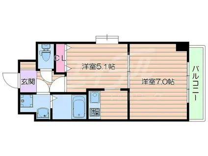 センターポイント吉志部(1DK/4階)の間取り写真