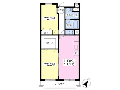 プリムローズ壱番館(2SLDK/3階)の間取り写真