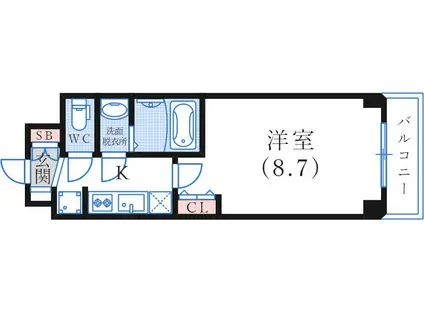 MJC神戸ハーバーウエスト(1K/5階)の間取り写真