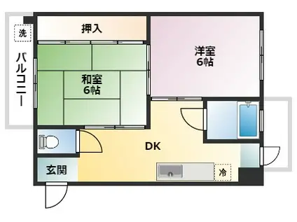 ニッシン岡本マンション(2DK/3階)の間取り写真