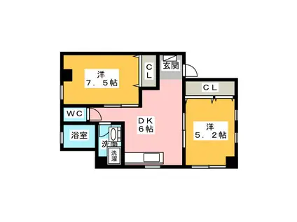 レビアンビル(2DK/3階)の間取り写真