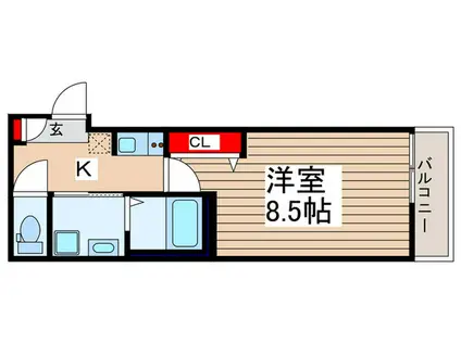 サニーグラース(1K/3階)の間取り写真