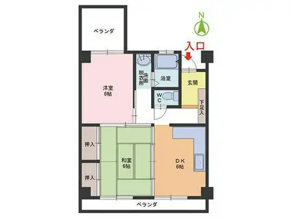 池田ハウス(2DK/2階)の間取り写真