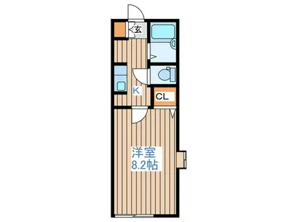 フォンティーヌ(1K/1階)の間取り写真