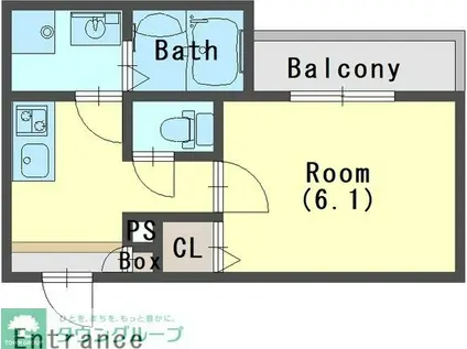 ジーメゾン上福岡(1K/2階)の間取り写真
