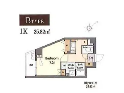 ALIVIS浦安(1K/1階)の間取り写真