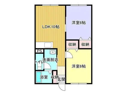 ジョリ・ヴェール(2DK/1階)の間取り写真