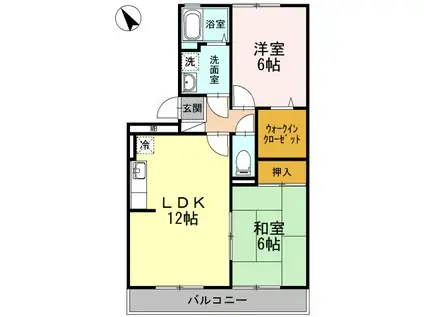 ペイサージュ上津(2LDK/3階)の間取り写真