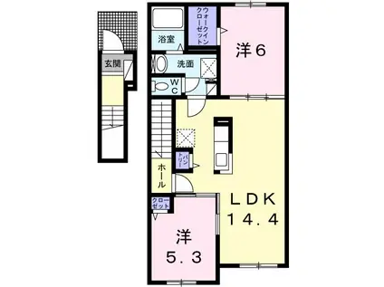 プリエール(2LDK/2階)の間取り写真