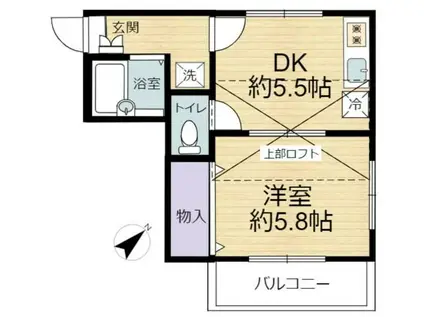 コーポ温水(1DK/2階)の間取り写真