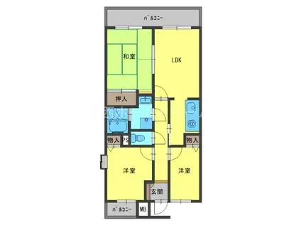 ピュアコート力(3LDK/2階)の間取り写真