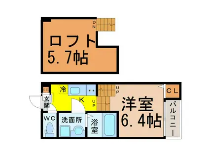 プライム下坂(1K/1階)の間取り写真