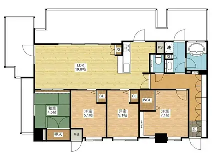 ロフティ立山公園(4LDK/7階)の間取り写真