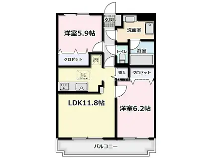 プレミール新場(2LDK/2階)の間取り写真