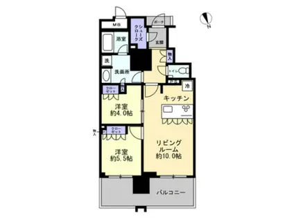 MJR熊本ゲートタワー(2LDK/2階)の間取り写真