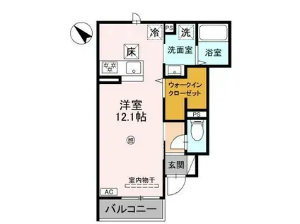 エスプリサンク(ワンルーム/1階)の間取り写真