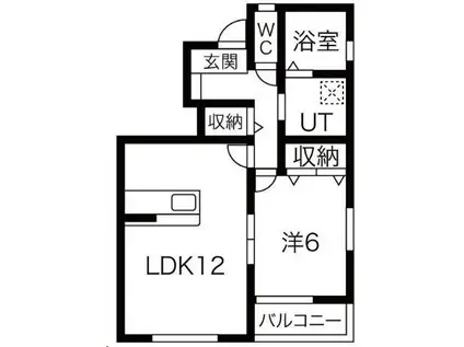アクアコート C(1LDK/1階)の間取り写真