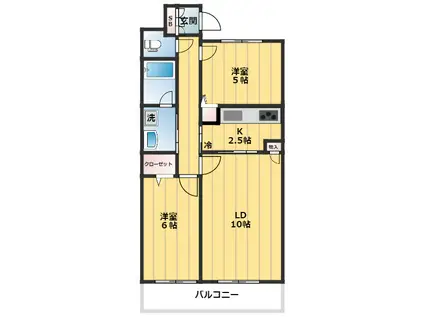 アーバンコート南烏山(2LDK/4階)の間取り写真