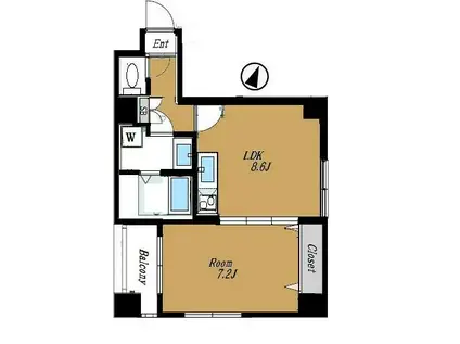 ROMEC勝どき(1LDK/7階)の間取り写真