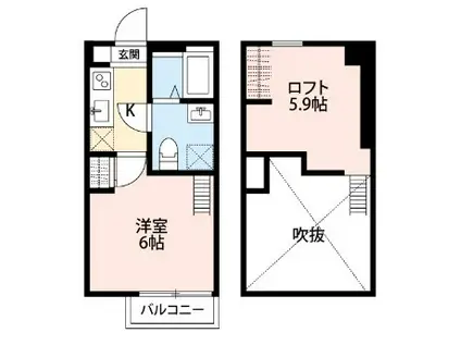 PLUMERIE東浦和(1K/2階)の間取り写真