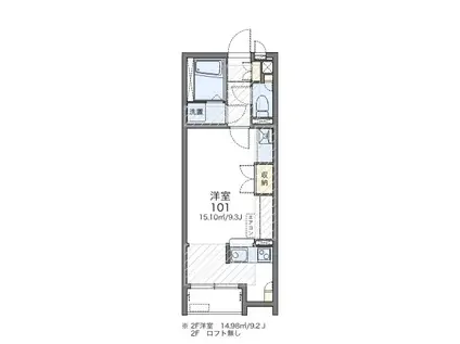 ハナブサNARAIII(1K/1階)の間取り写真