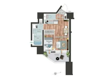 デュオフラッツ池尻大橋ノリス(1LDK/3階)の間取り写真