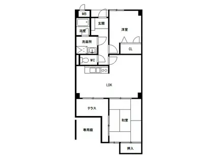 高宮ハウスII(2LDK/1階)の間取り写真