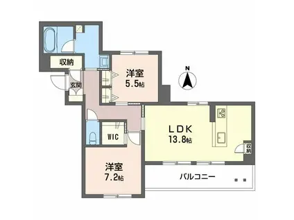 TERRACE米ケ袋(2LDK/4階)の間取り写真