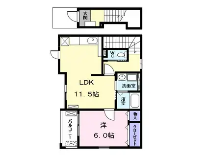ヌーベル メゾン(1LDK/2階)の間取り写真