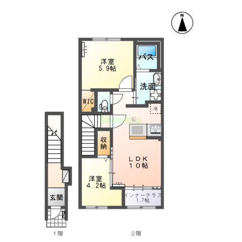 イリアス(2LDK/2階)の間取り写真