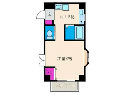 ラポール石橋(1K/1階)の間取り写真