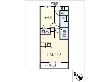 HANARE(1LDK/1階)の間取り写真