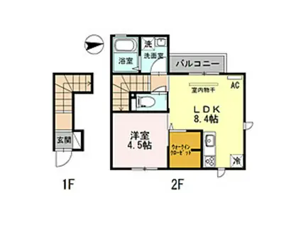 セピアコート住吉東(1LDK/2階)の間取り写真