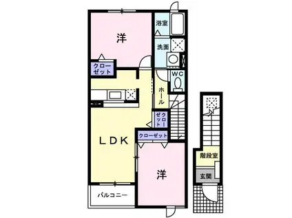 カームリー・カーサIII(2LDK/2階)の間取り写真