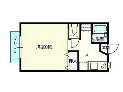 ゲントクA(1K/1階)の間取り写真