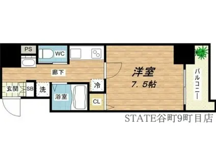 ミラージュパレス本町東レジデンス(1K/13階)の間取り写真