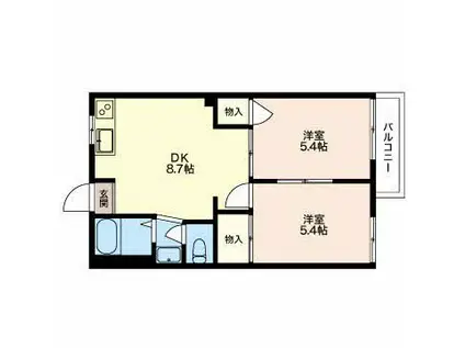 CEST LA VIE(2DK/2階)の間取り写真