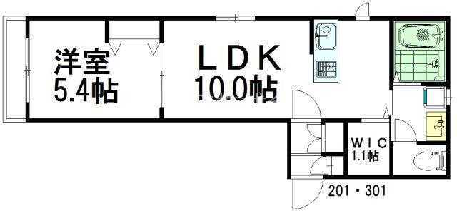 メゾン ヴァルール(1LDK/3階)の間取り写真