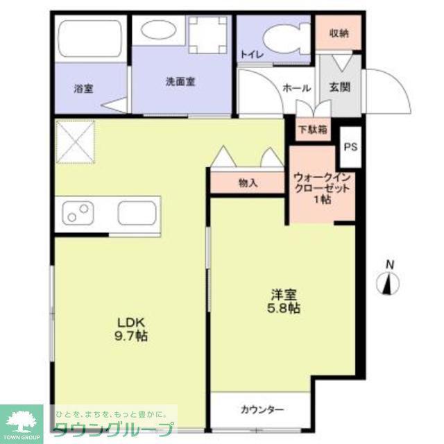 アンソレイユ明大前(1LDK/1階)の間取り写真