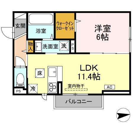 RESUA向中野 C棟(1LDK/1階)の間取り写真