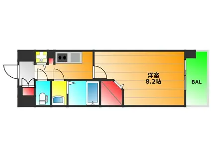 MIRAGEPALACE LOTUS LIFE(1K/2階)の間取り写真