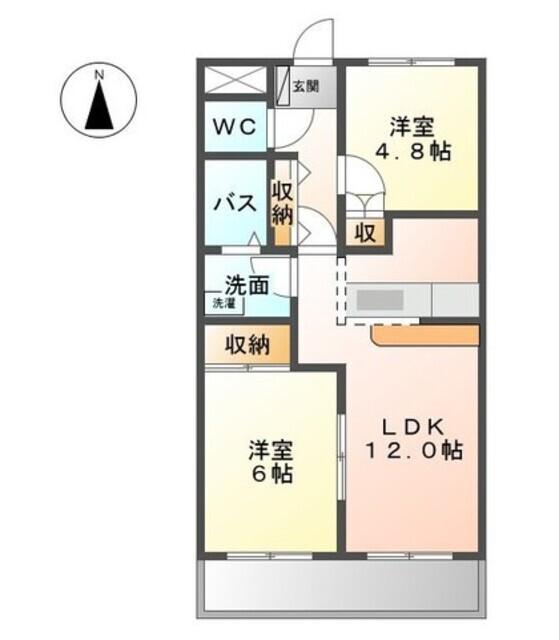 コンフォース東中島(2LDK/3階)の間取り写真