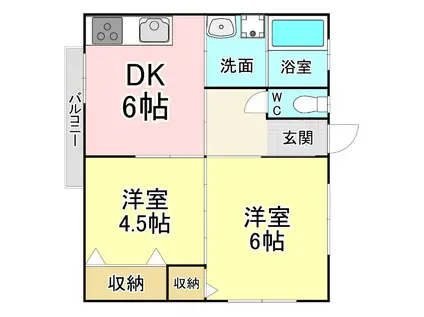 NO.1 コーポ山本(2DK/2階)の間取り写真