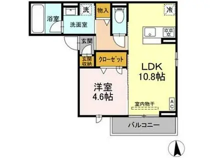 セレスティア長良福光(1LDK/2階)の間取り写真